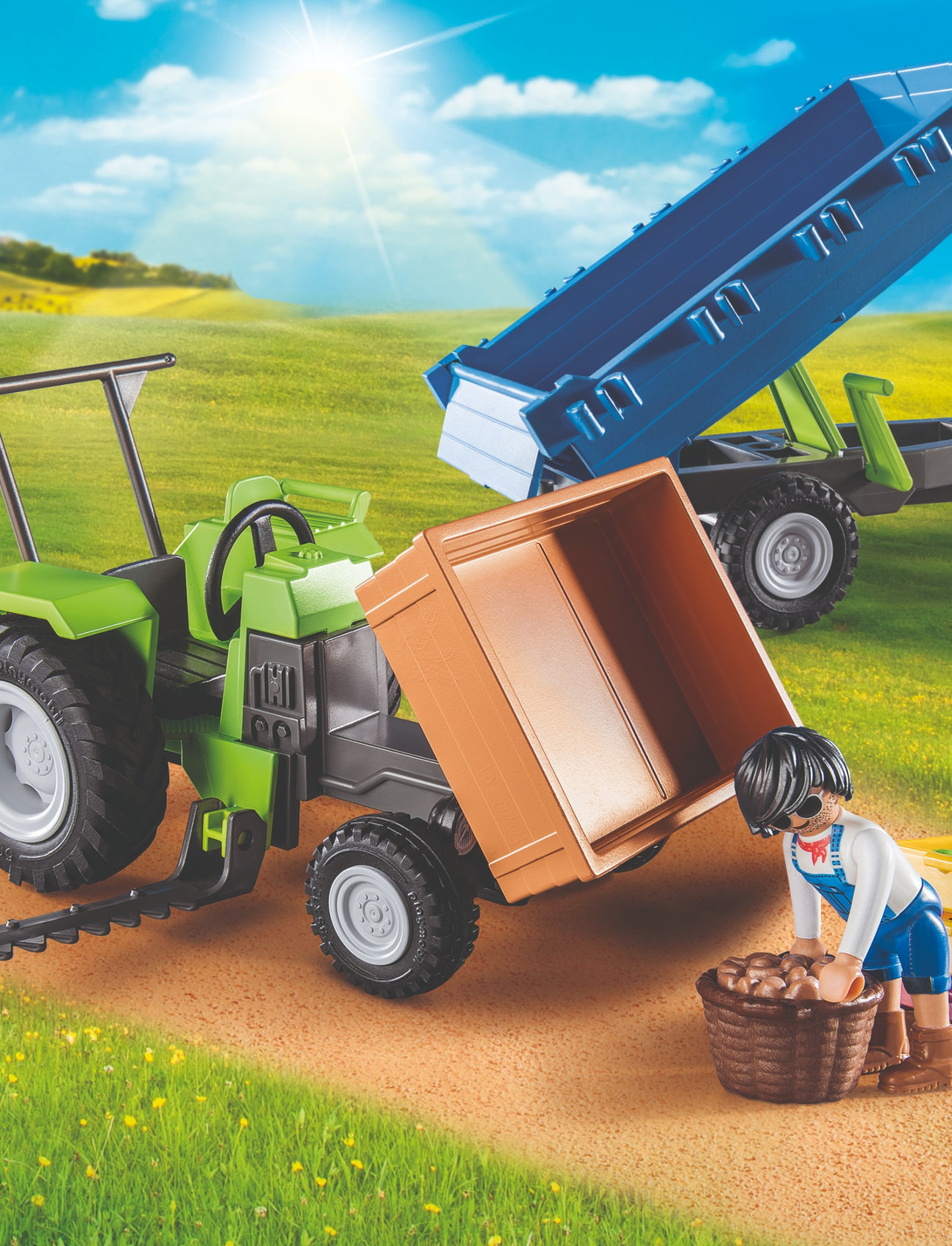 PLAYMOBIL - PLAYMOBIL Country Harvester Tractor with Trailer - 71249 - playmobil country - multicolored - 1