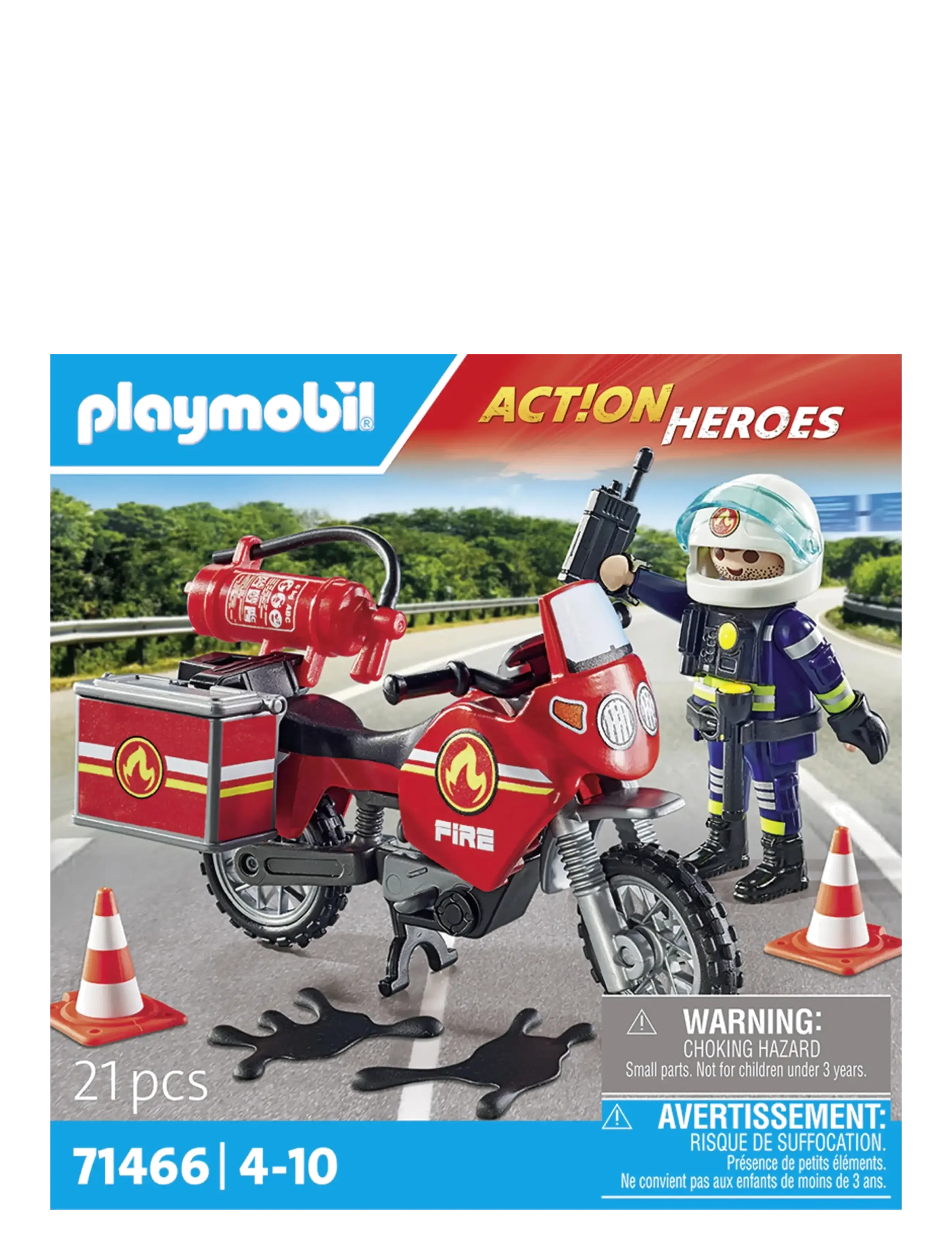 PLAYMOBIL Fire Motorcycle & Oil Spill Incident Rot - One Size - Kinder