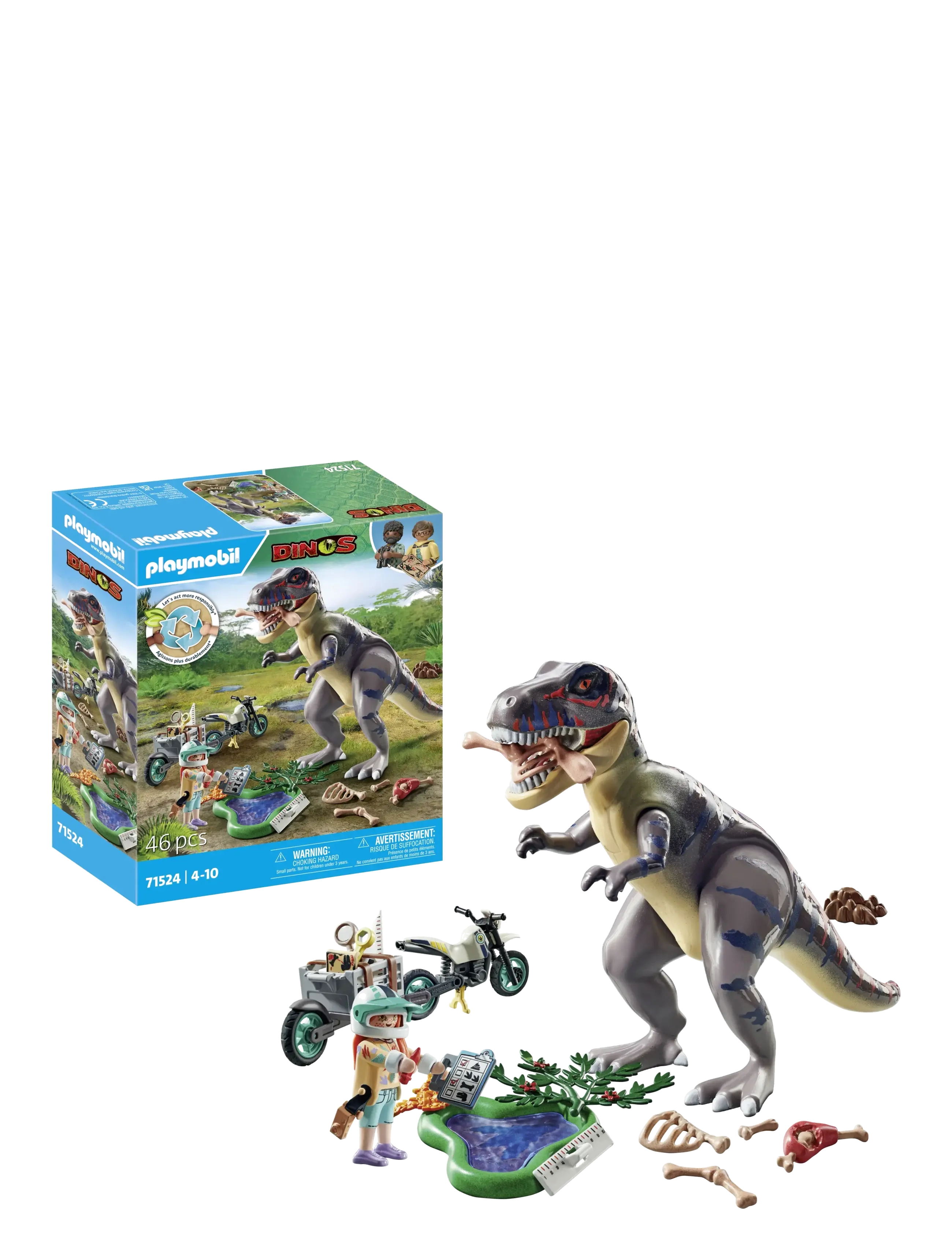 PLAYMOBIL - PLAYMOBIL Dinos T-Rex trace path - 71524 - playmobil leikföng - multicolored - 5