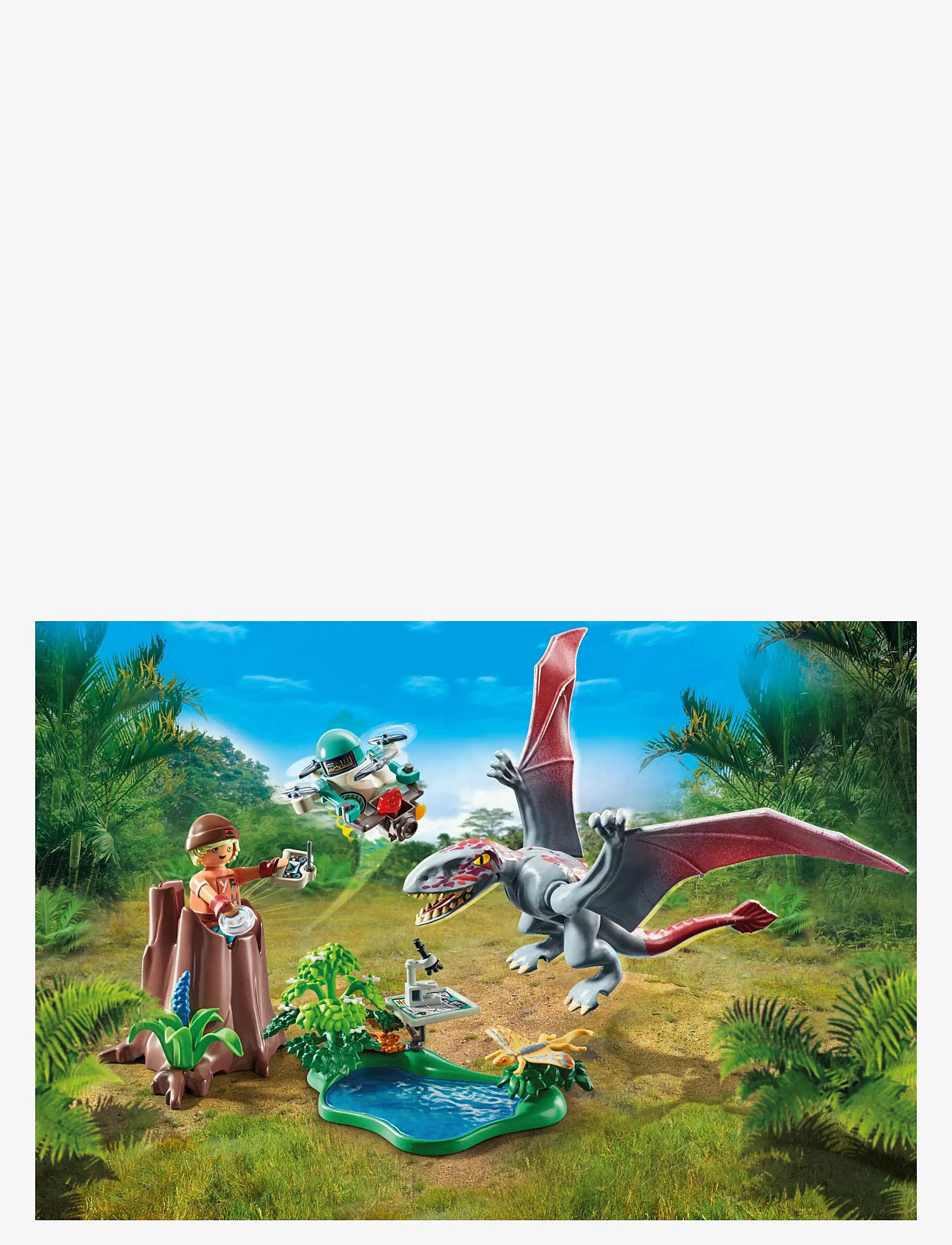 PLAYMOBIL Dinos: Observatory For Dimorphodon Set - Dinosaur Toy With Researcher, Drone & Microscope, Ages 4-10