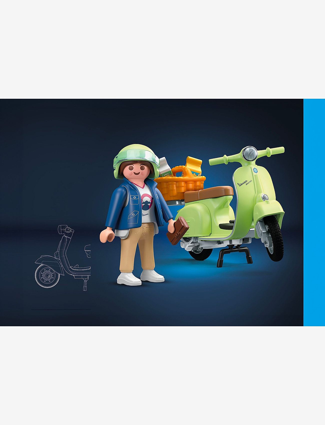 PLAYMOBIL - 1969 Vespa 150 Sprint Veloce, light green - playmobil figures - multicolored - 2