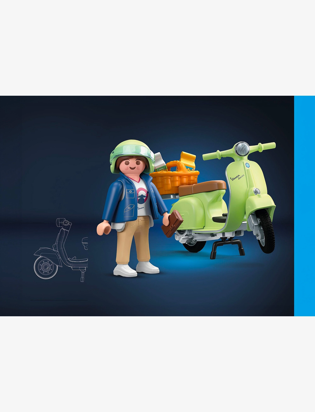 PLAYMOBIL - 1969 Vespa 150 Sprint Veloce, light green - playmobil figures - multicolored - 2