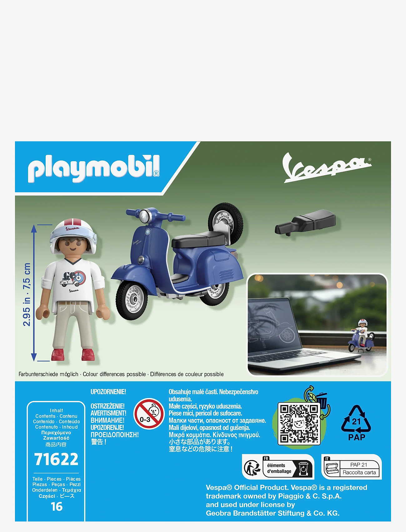 PLAYMOBIL - 1969 Vespa 150 Sprint Veloce, blue - playmobil figures - multicolored - 3