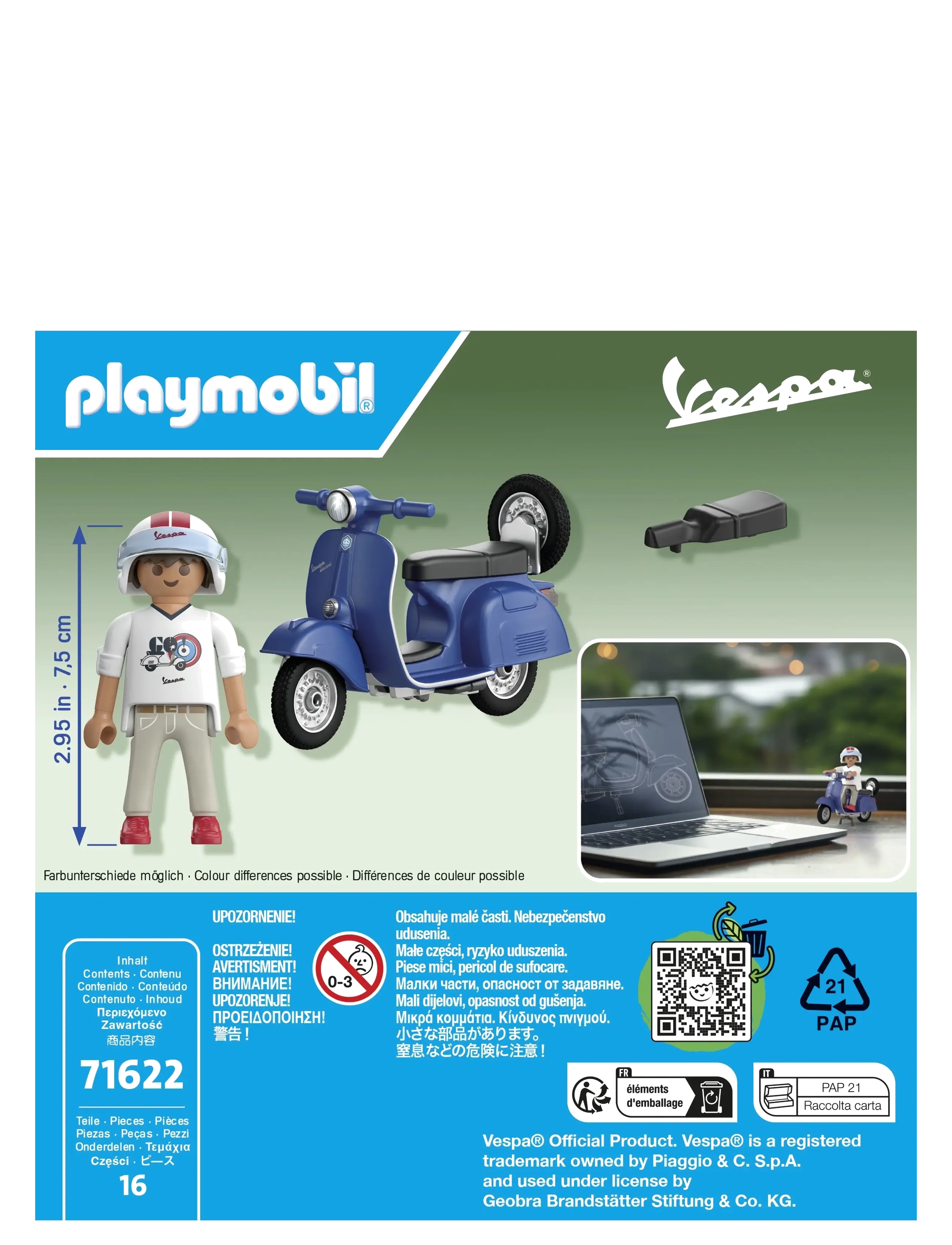 PLAYMOBIL - 1969 Vespa 150 Sprint Veloce, blue - playmobil figures - multicolored - 3