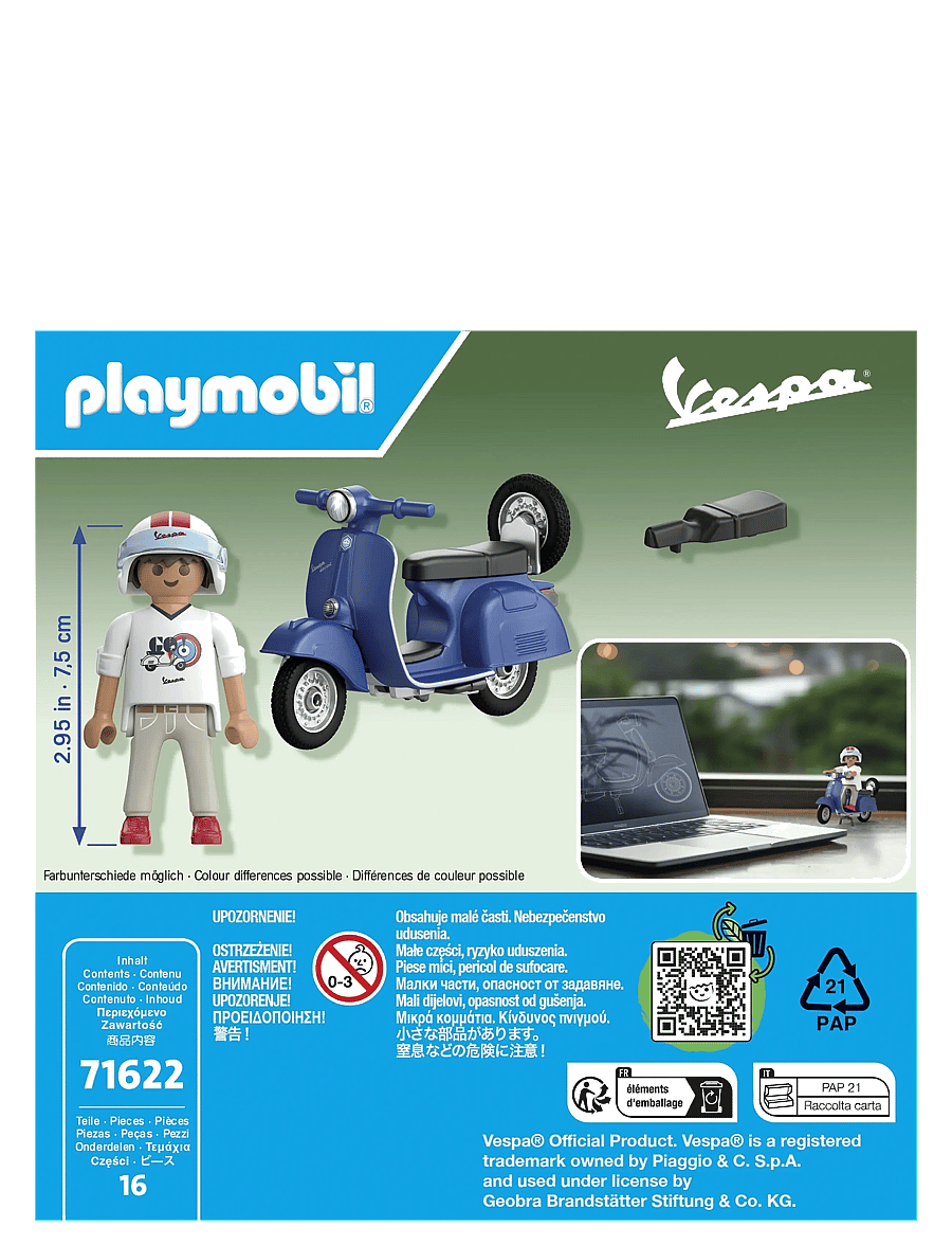 PLAYMOBIL - 1969 Vespa 150 Sprint Veloce, blue - multicolored - 3