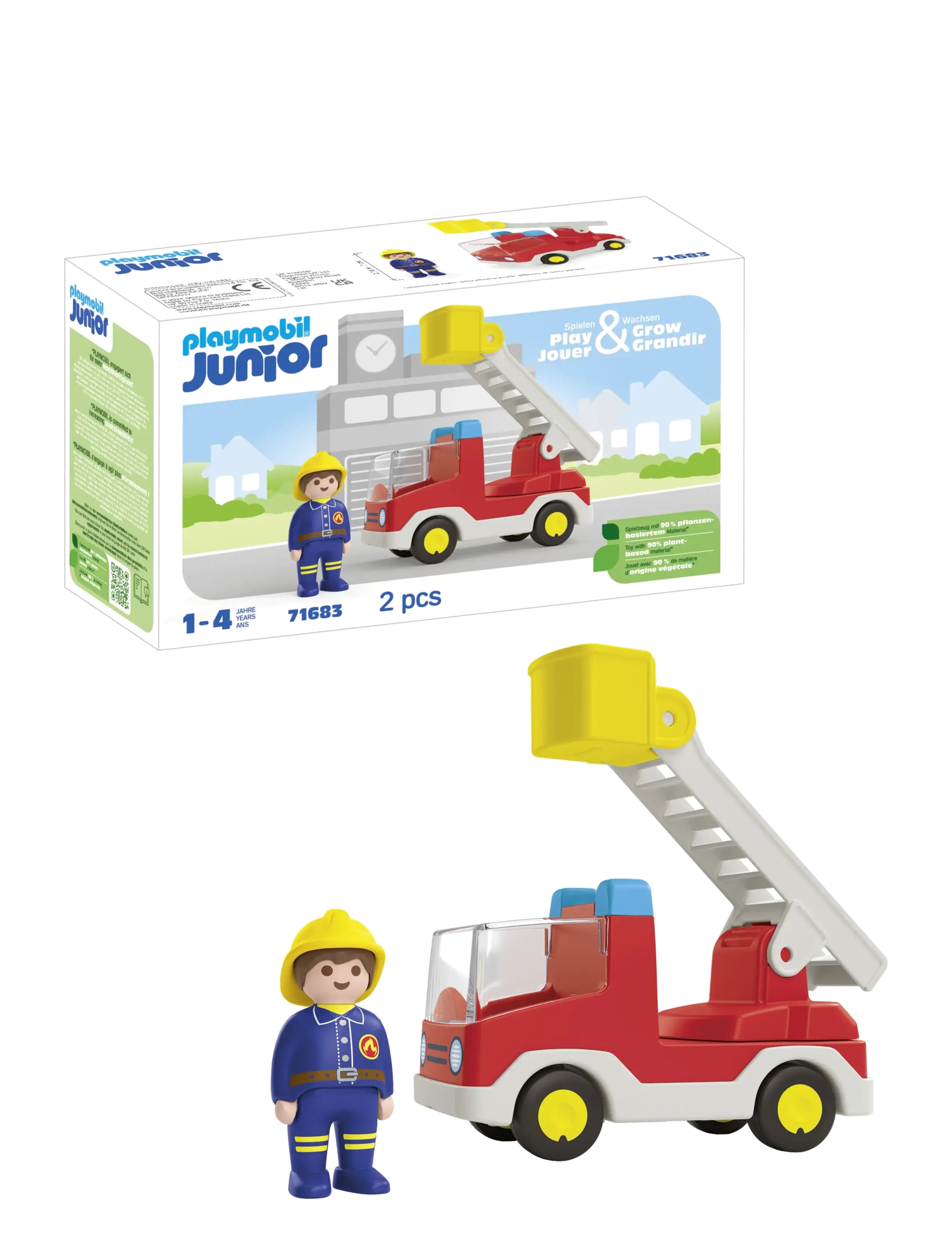 PLAYMOBIL JUNIOR Ladder Unit Fire Truck - 71683 - Julegave - MULTICOLORED / blue