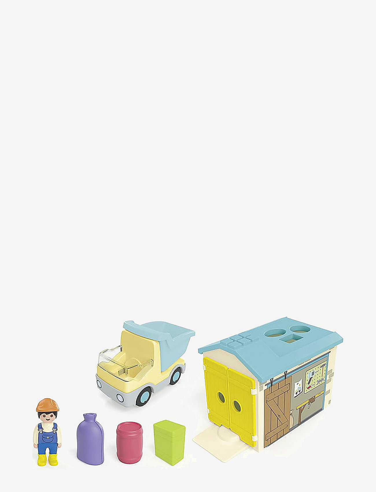 PLAYMOBIL - JUNIOR Dump Truck with sorting garage - 71686 - playmobil junior - multicolored - 0