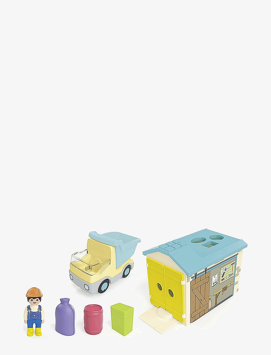 PLAYMOBIL - Junior Dump Truck with Sorting Garage - playmobil 1.2.3 - multicolored - 0