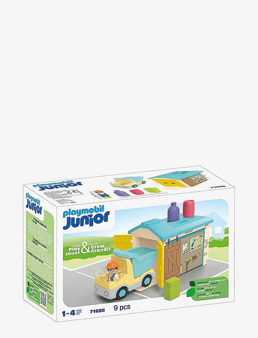 PLAYMOBIL - Junior Dump Truck with Sorting Garage - playmobil 1.2.3 - multicolored - 1