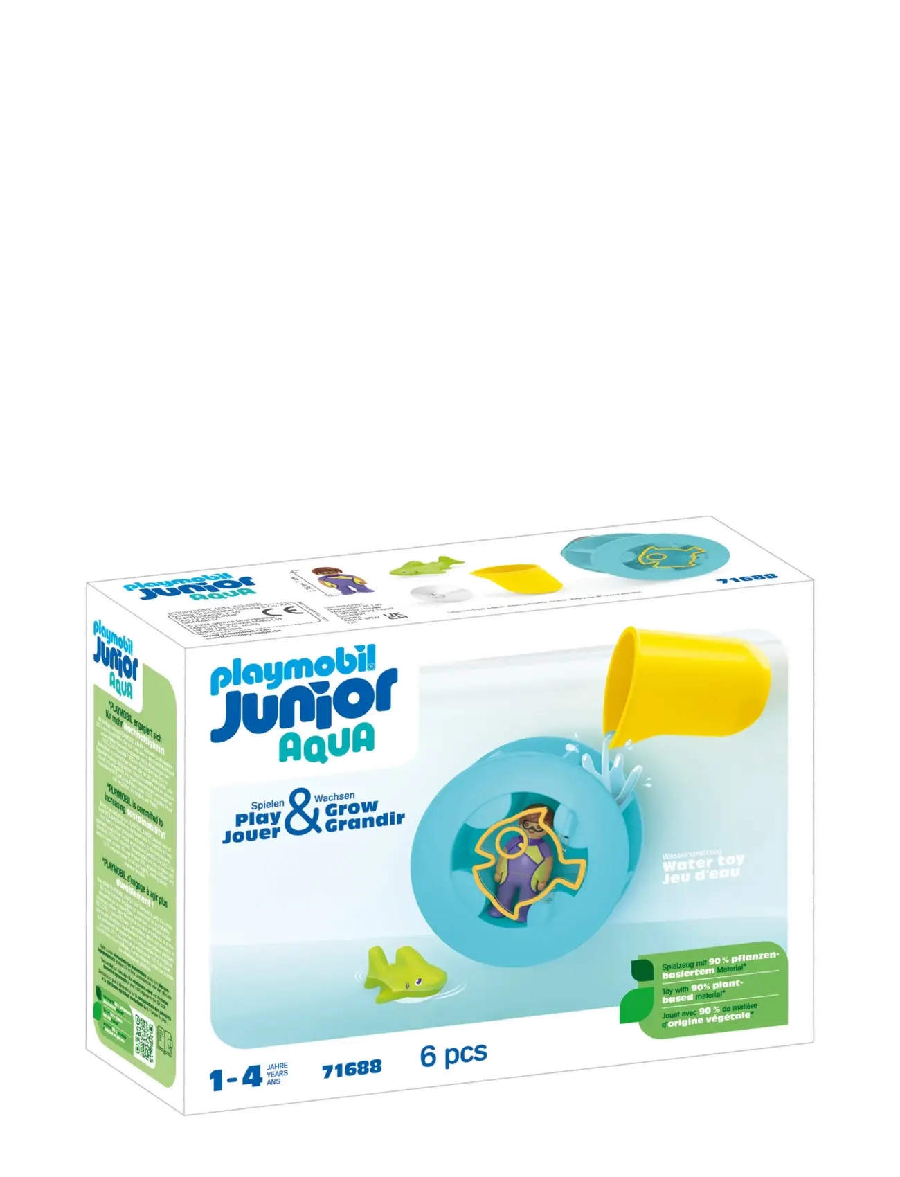 PLAYMOBIL Junior Aqua Water Wheel With Baby Shark - 71688, One Size, Multi/patterned, Bath & Water Legetøj > Bath Legetøj, Børn