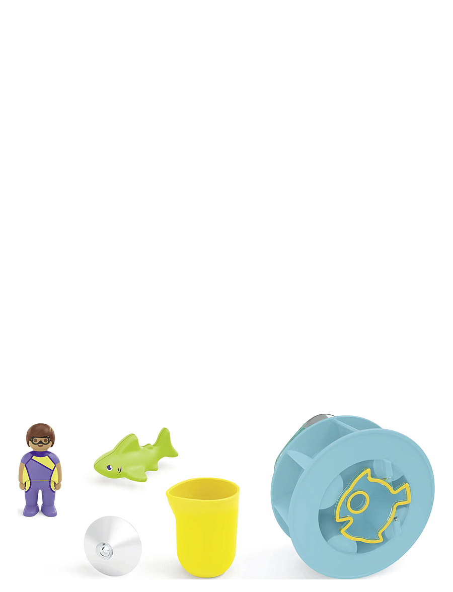 PLAYMOBIL - JUNIOR Aqua Water Wheel with Baby Shark - 71688 - playmobil 1.2.3 - multicolored - 2