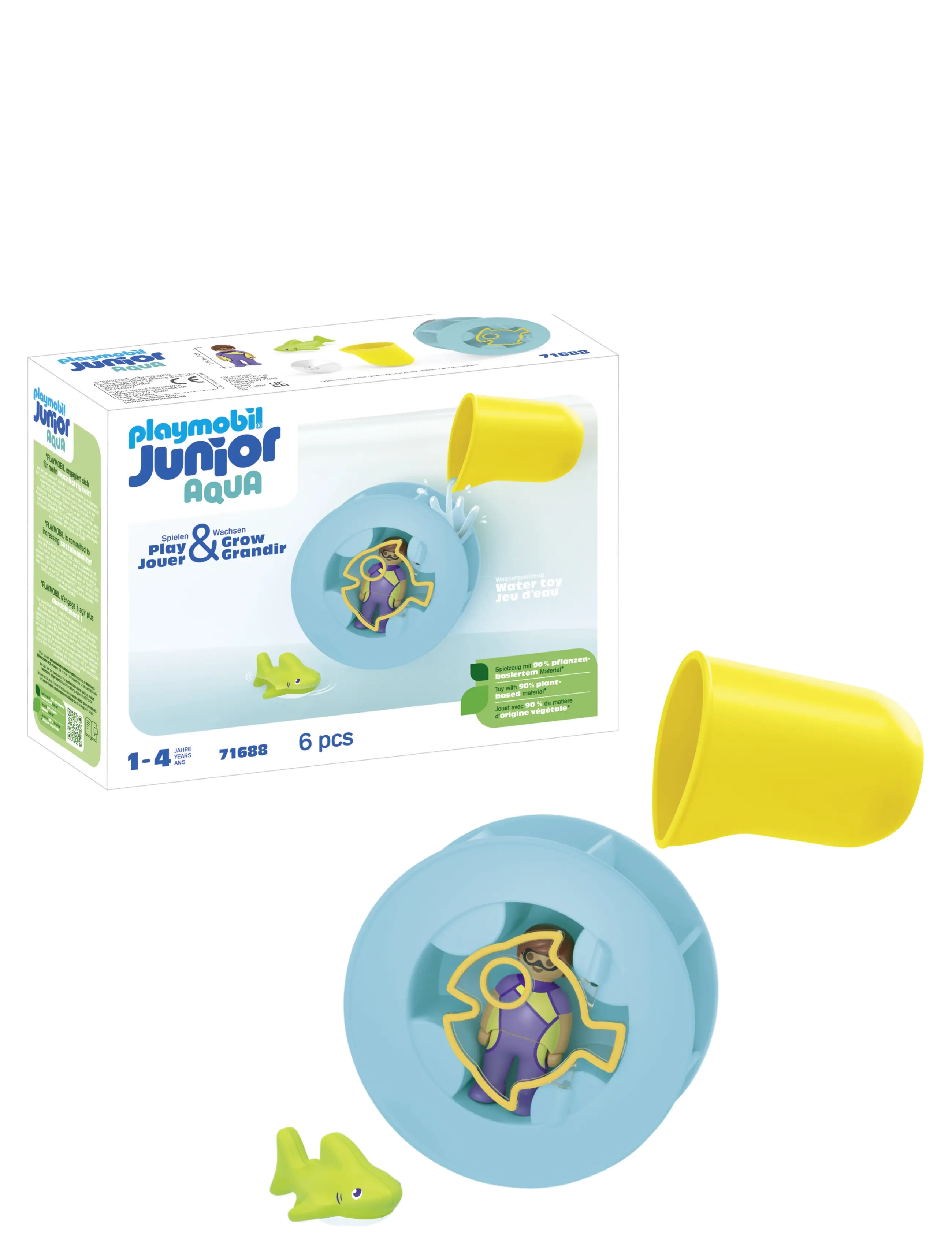PLAYMOBIL - JUNIOR Aqua Water Wheel with Baby Shark - 71688 - andet vandlegetøj - multicolored - 4