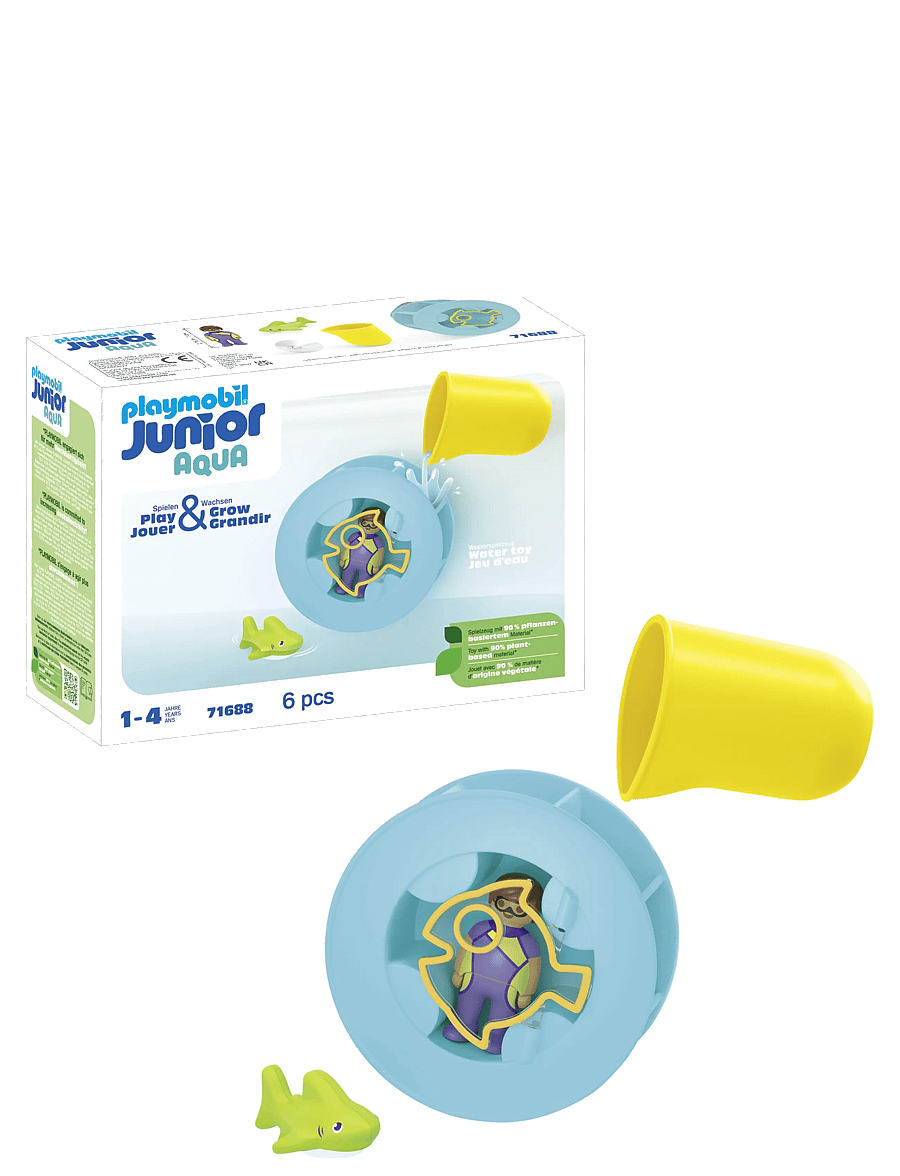 PLAYMOBIL - JUNIOR Aqua Water Wheel with Baby Shark - 71688 - playmobil 1.2.3 - multicolored - 4