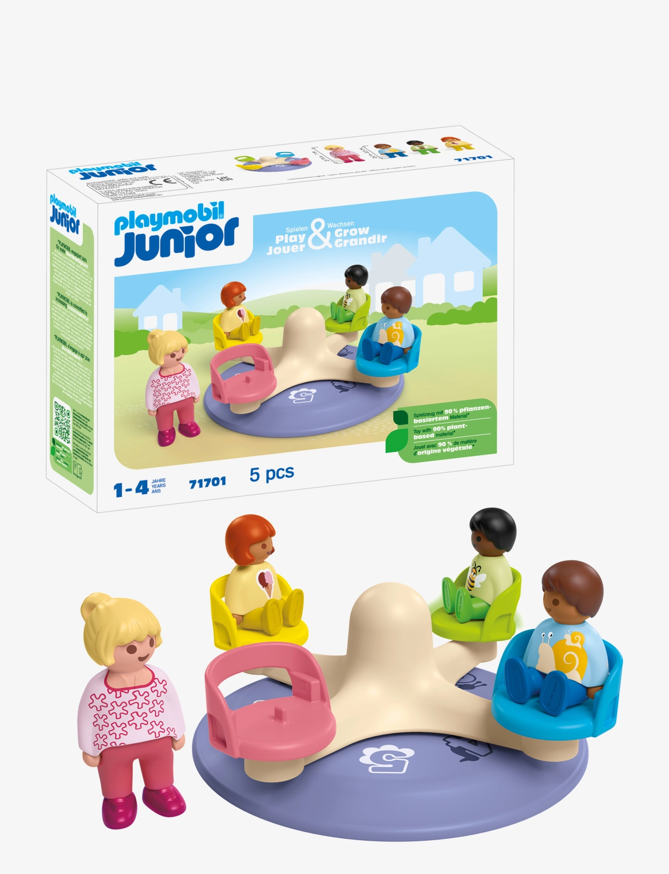 PLAYMOBIL Junior: Number-Merry-Go-Round - 71701, One Size, Multi/patterned, Playmobil Legetøj > Playmobil 1.2.3, Børn