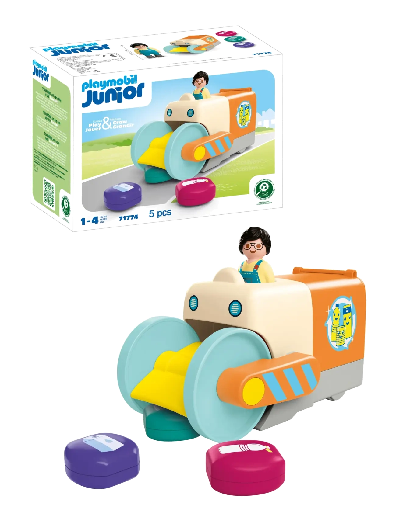PLAYMOBIL Junior: Push And Grab Garbage, One Size, Multi/patterned, Playmobil Legetøj > Playmobil Junior, Børn