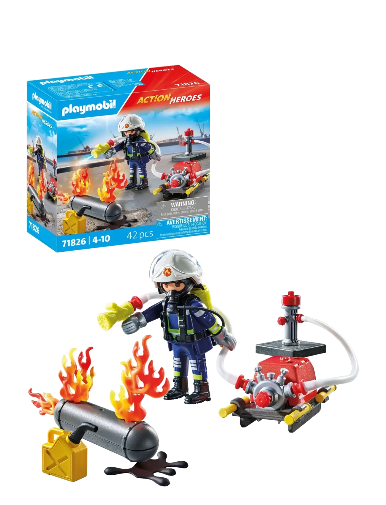 PLAYMOBIL Firefighter with Water Pump - Playmobil legetøj - MULTICOLORED / multi