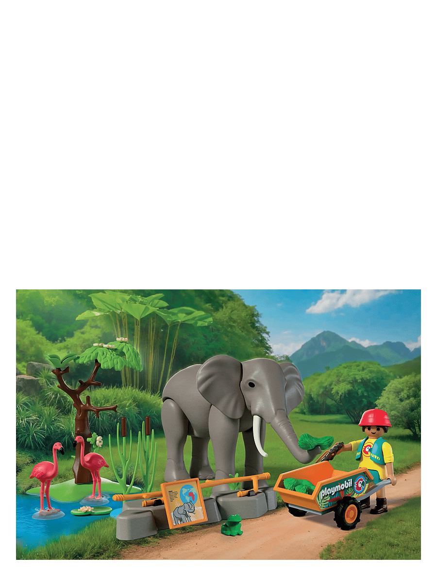 PLAYMOBIL - Elefant med dyrepasser - playmobil animals & friends - multicolored - 0