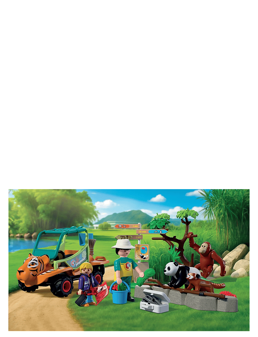 PLAYMOBIL - Dyrepark: Dyrepasser med kjøretøy - playmobil animals & friends - multicolored - 0