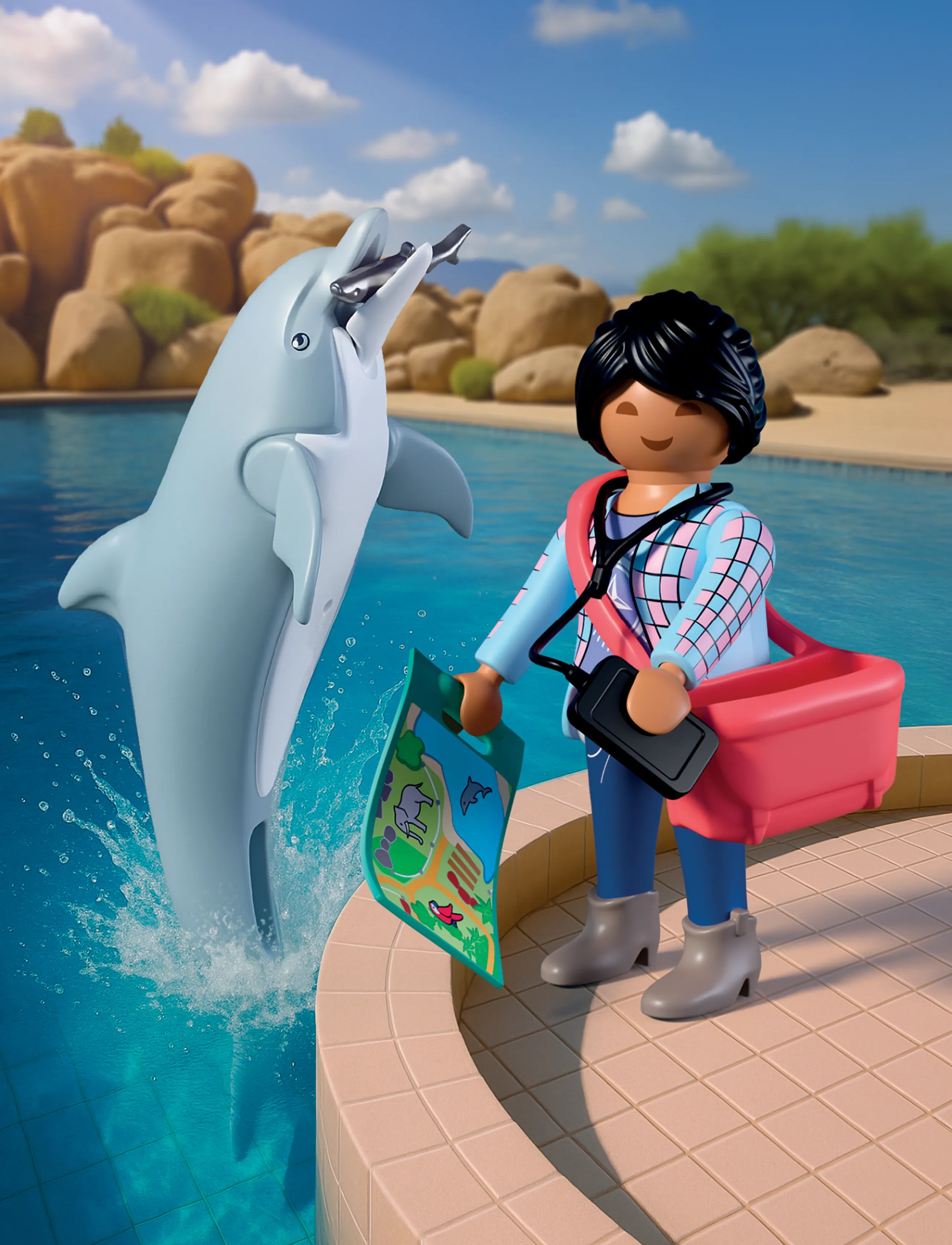 PLAYMOBIL - Zoo: Delfin og besøgende - multicolored - 0