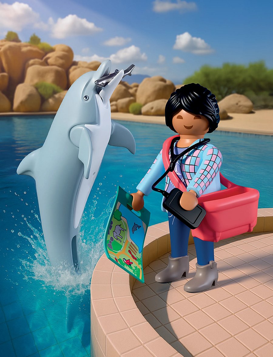 PLAYMOBIL - Zoo: Delfin och besökare - playmobil animals & friends - multicolored - 0