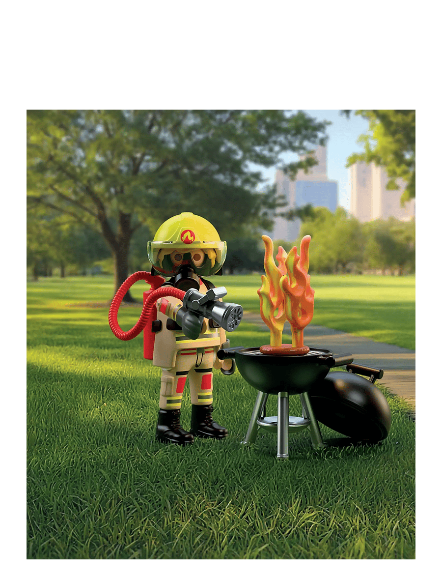 PLAYMOBIL - Brannmann med oppdiktet brann - playmobil special plus - multicolored - 0