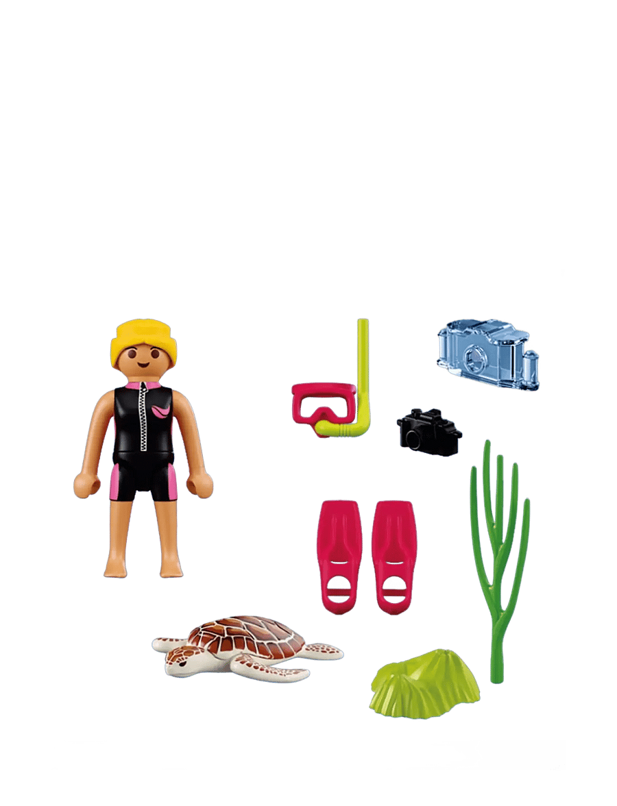 PLAYMOBIL - Kvinnelig dykker med skilpadde - playmobil special plus - multicolored - 3