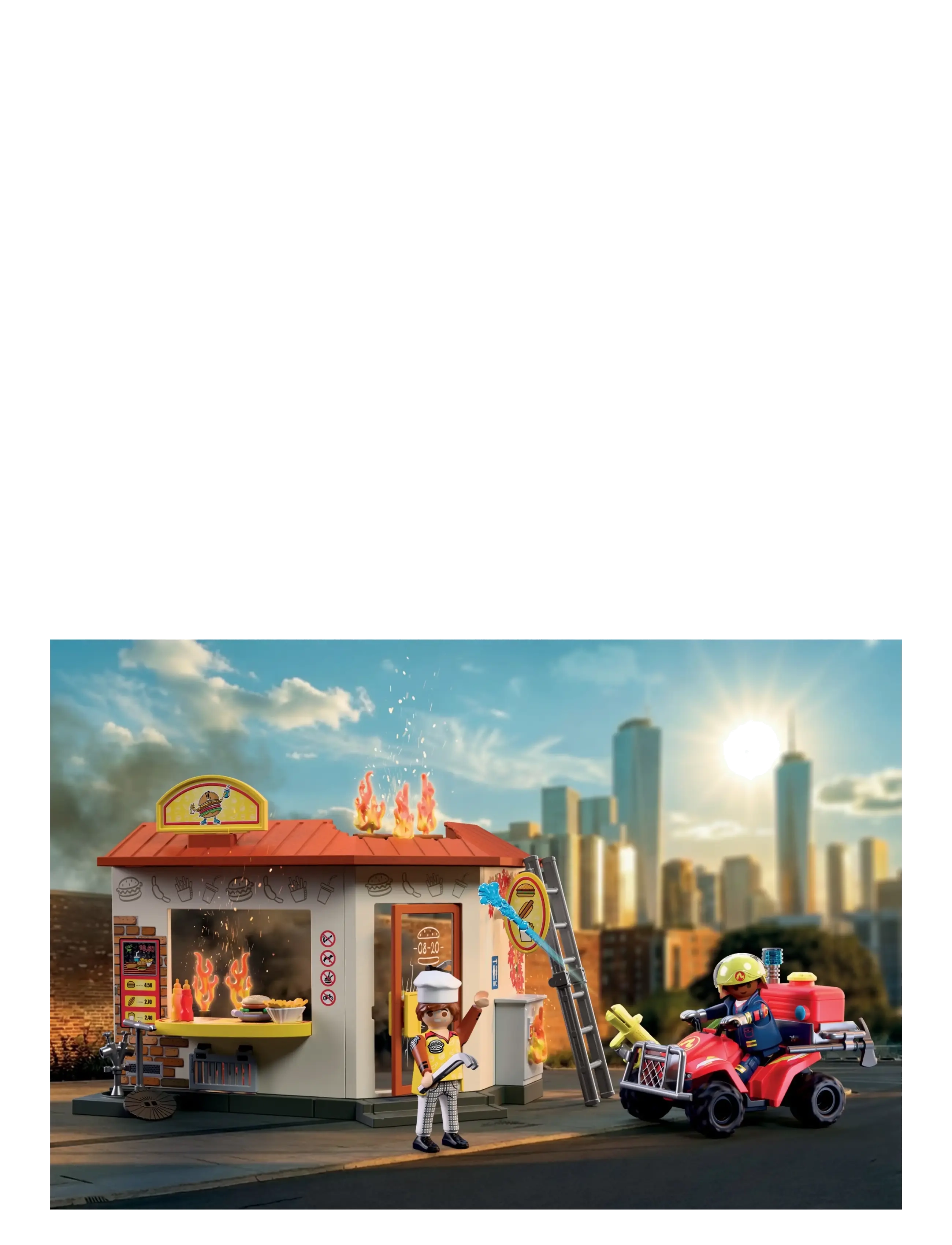 PLAYMOBIL - Fire Quad with Burger Shop - multicolored - 0