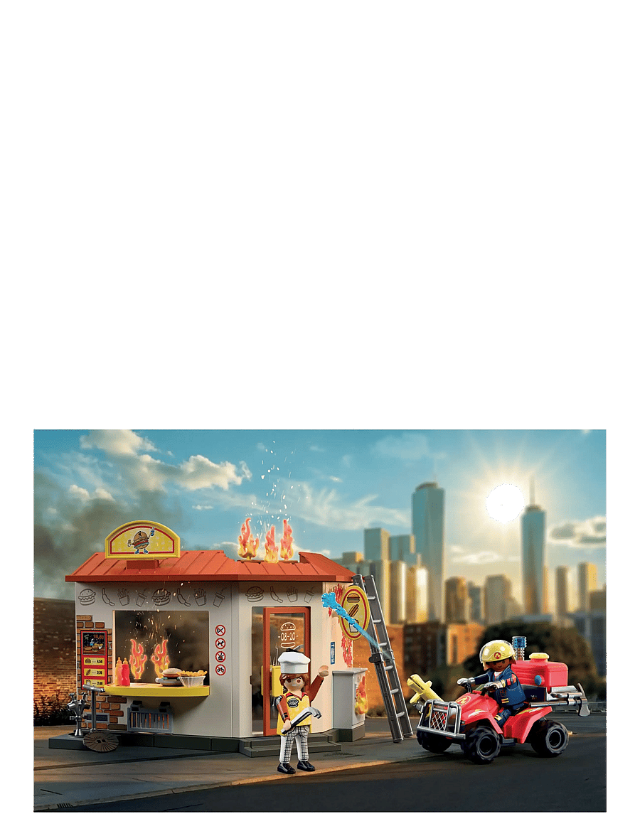 PLAYMOBIL - Fire Quad with Burger Shop - multicolored - 0