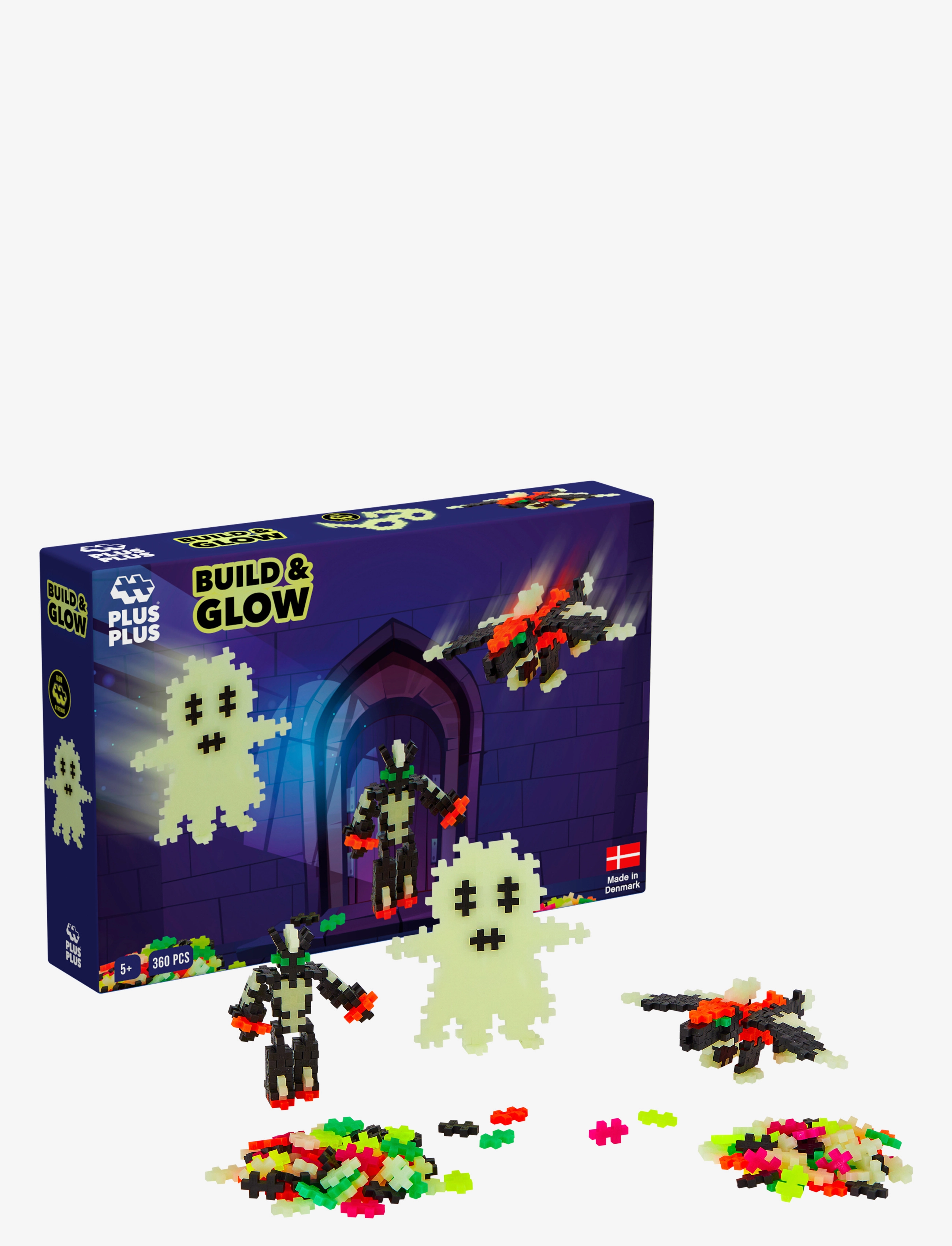 Plus-Plus Build And Glow Glow In The Dark / 360 Pcs, Børn, Building Sæt, Multi/mønstret, Str: ONE SIZE