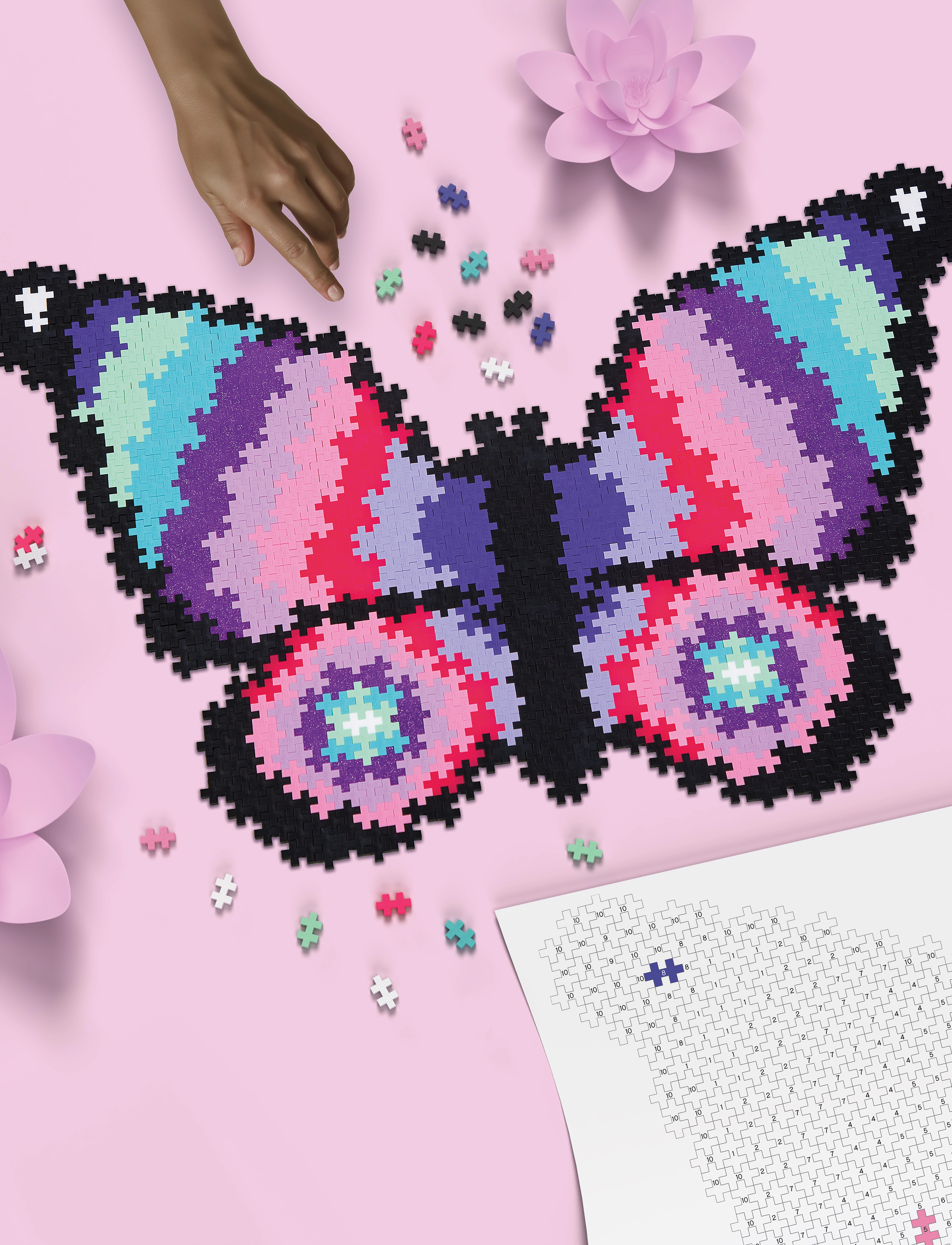 Plus-Plus - Plus-Plus Puzzle By Number Butterfly 800pcs - byggesæt - multi - 3