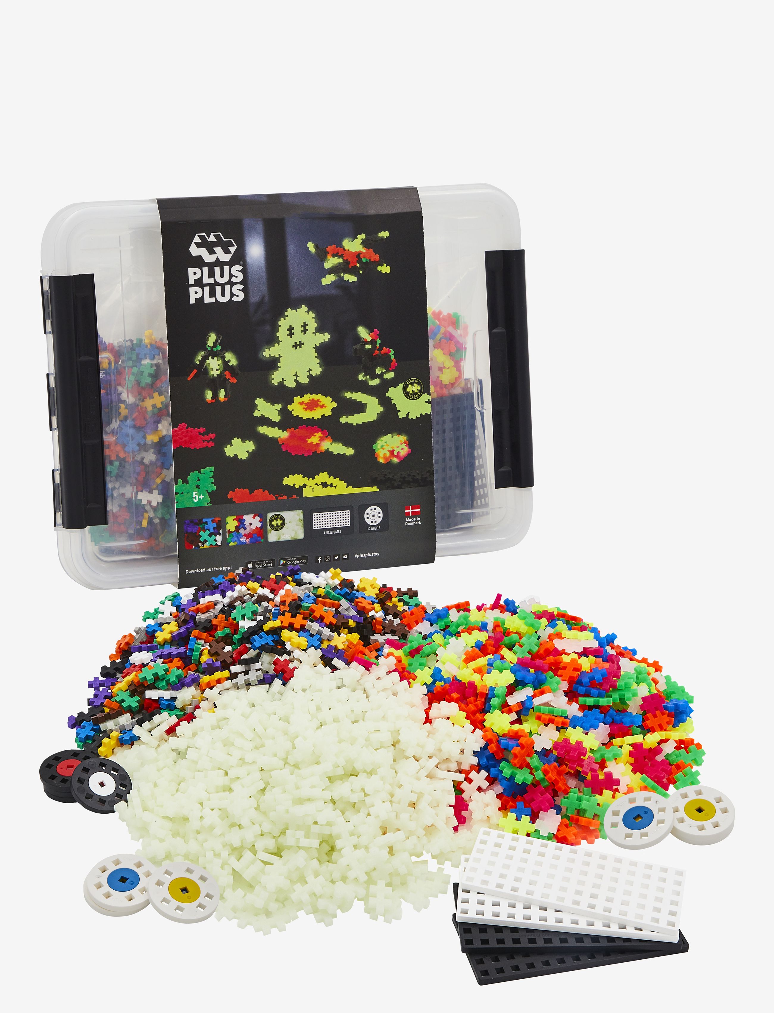 Plus-Plus Build And Glow Storage Box / 2000 Pcs, Børn, Building Sæt, Multi/mønstret, Str: ONE SIZE