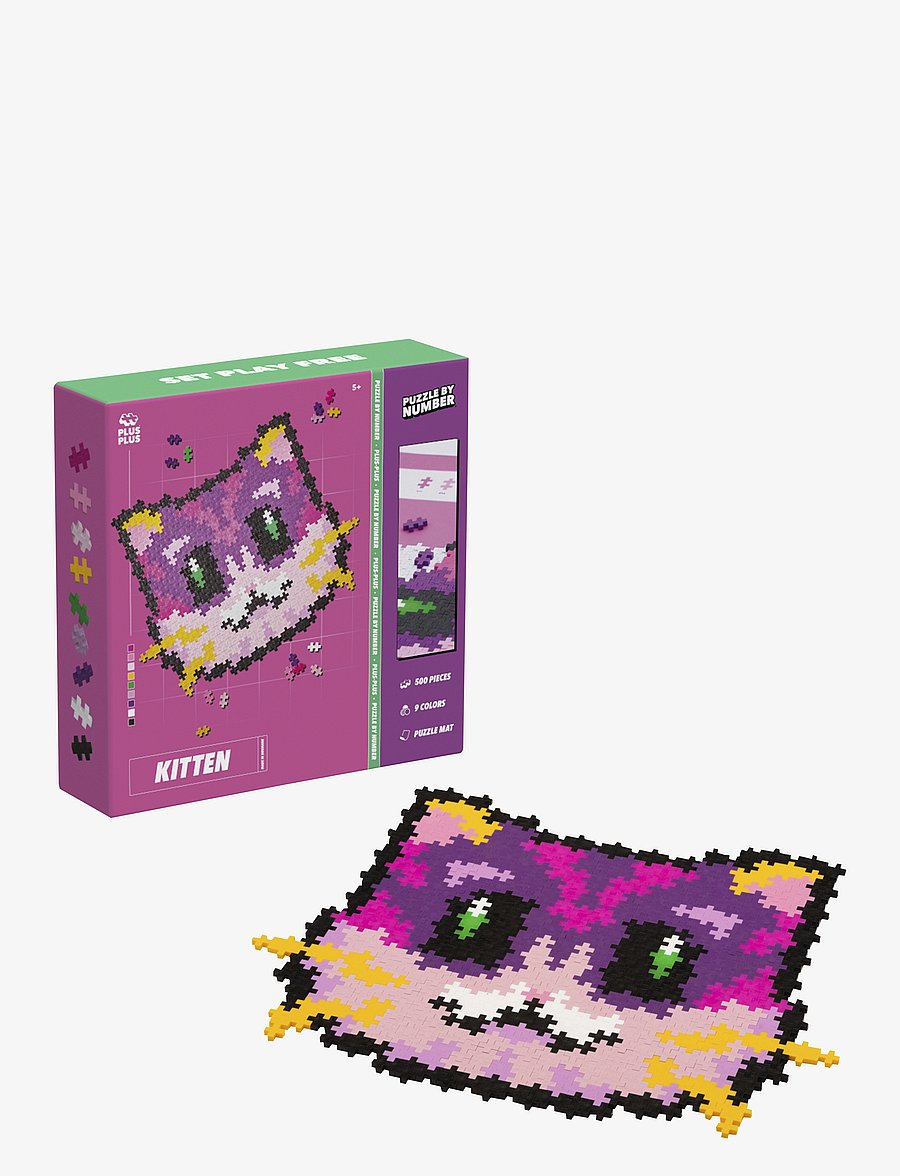 Plus-Plus - Plus-Plus Puzzle By Number Kitten 500pcs - puzzle by number kitten 500pcs - 0