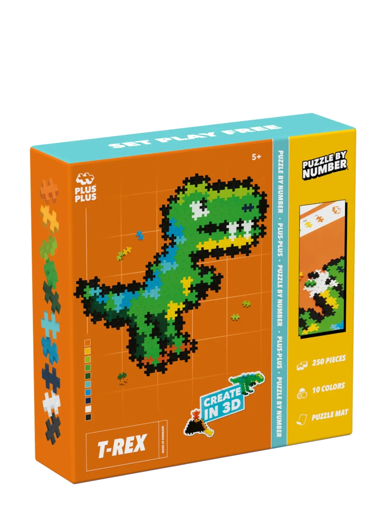Plus-Plus Plus-Plus Puzzle By Number T-Rex 250 Pcs, One Size, Multi/patterned, Puslespil > Klassiske Puslespil, Børn
