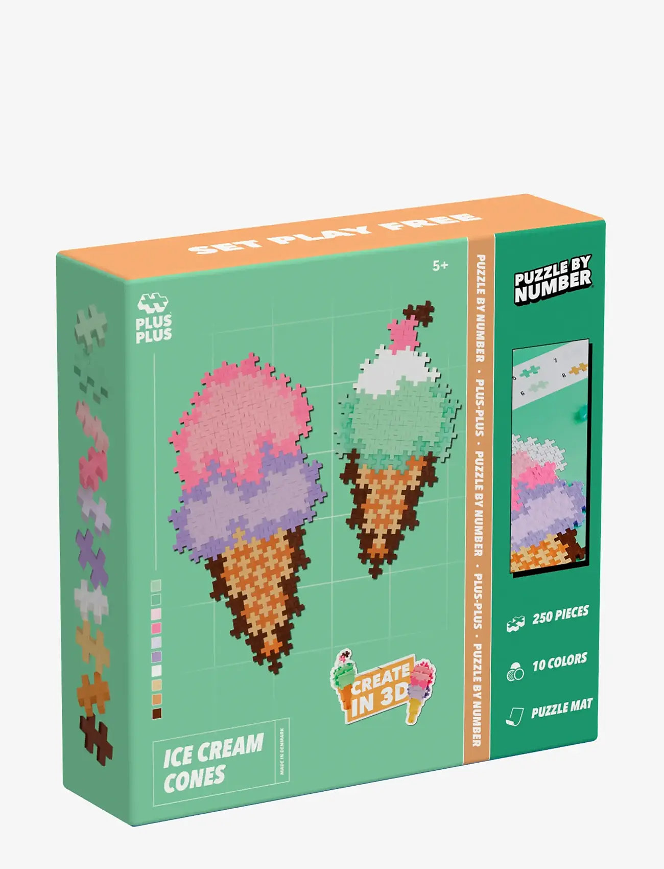 Plus-Plus - Plus-Plus Puzzle By Number Ice Cream Cones 250pcs - byggesæt - mix - 1