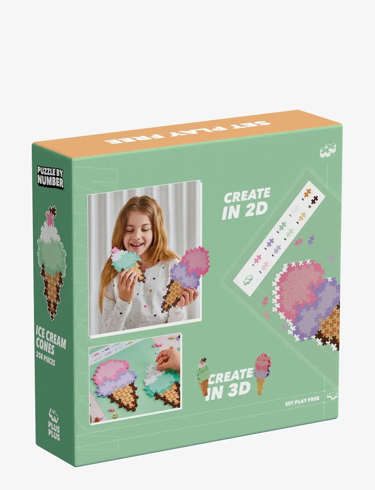 Plus-Plus - Plus-Plus Puzzle By Number Ice Cream Cones 250pcs - byggesæt - mix - 2