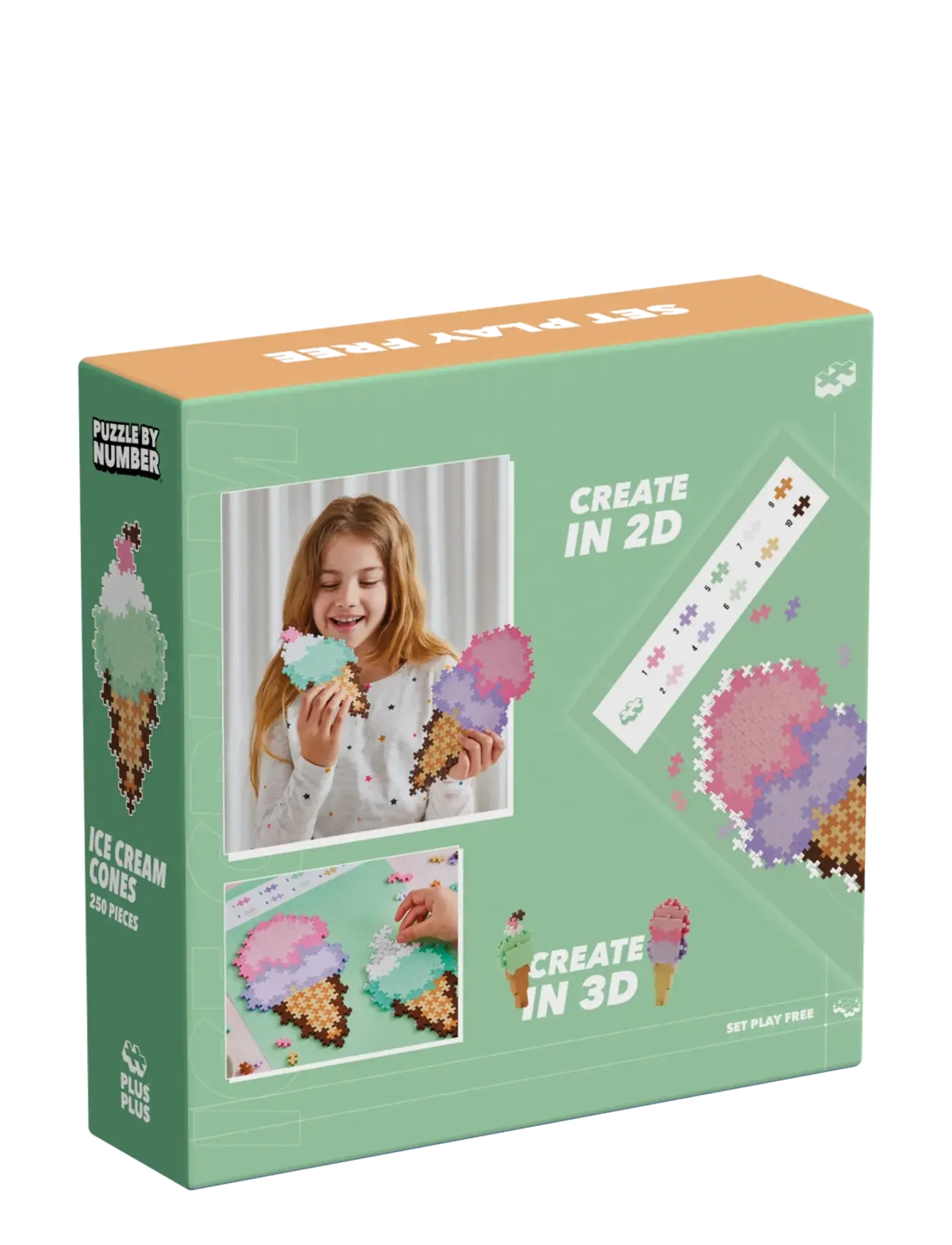 Plus-Plus - Plus-Plus Puzzle By Number Ice Cream Cones 250pcs - byggesæt - mix - 2
