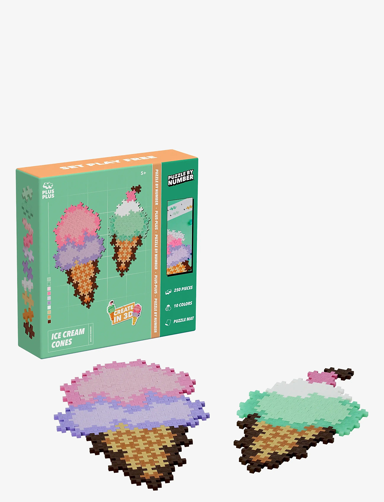Plus-Plus - Plus-Plus Puzzle By Number Ice Cream Cones 250pcs - byggesæt - mix - 3