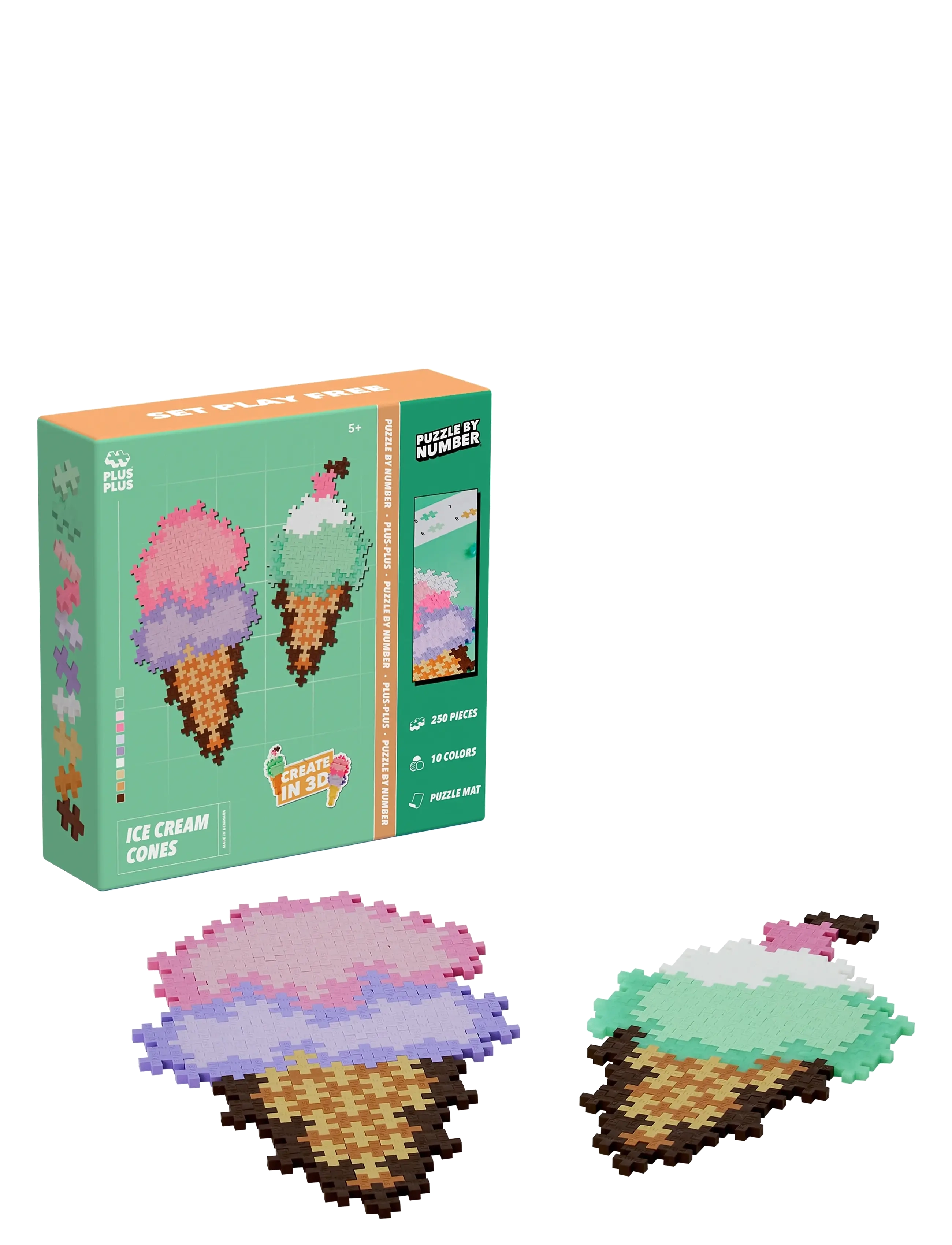 Plus-Plus - Plus-Plus Puzzle By Number Ice Cream Cones 250pcs - byggesæt - mix - 3