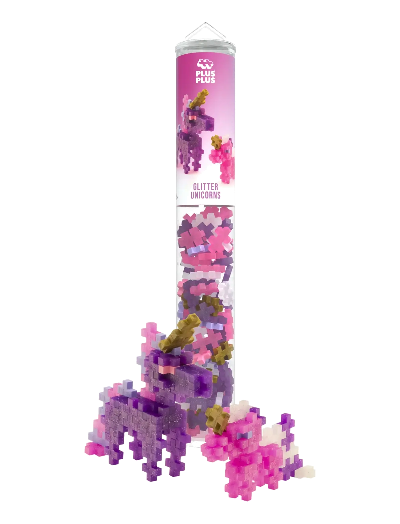 Plus-Plus Plus-Plus Glitter Unicorns / 100 pcs Tube - Hyggelige dage indendørs - MIX / pink/rose