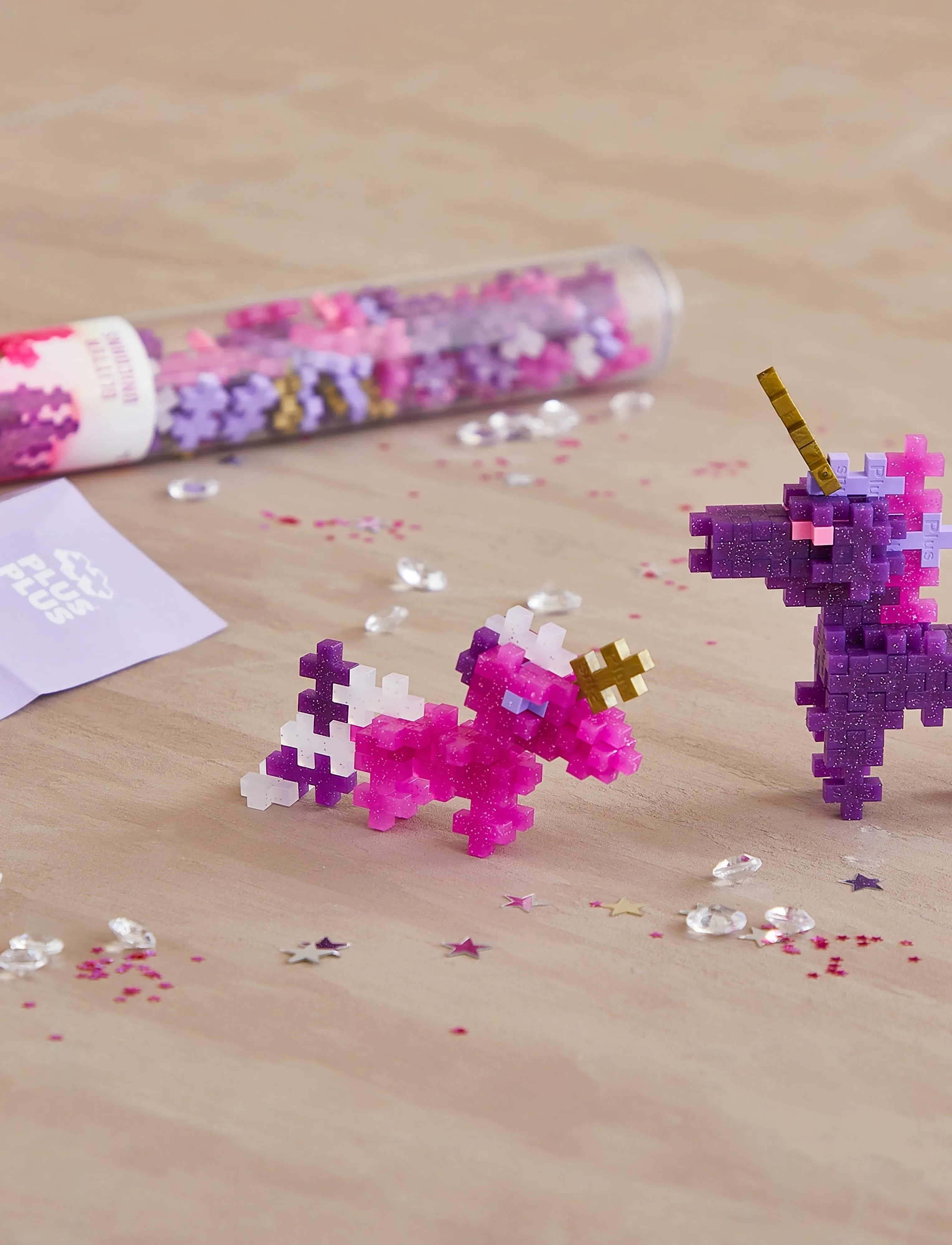 Plus-Plus - Plus-Plus Glitter Unicorns / 100 pcs Tube - byggsatser - mix - 5