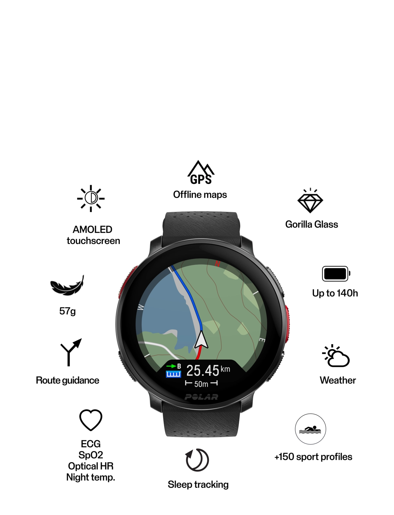 Polar - POLAR VANTAGE V3 - montres intelligentes - black - 2