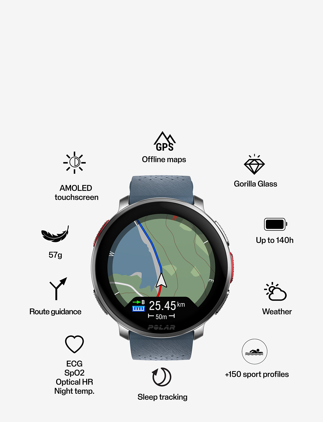 Polar - POLAR VANTAGE V3 - nutikellad - silver / blue - 2