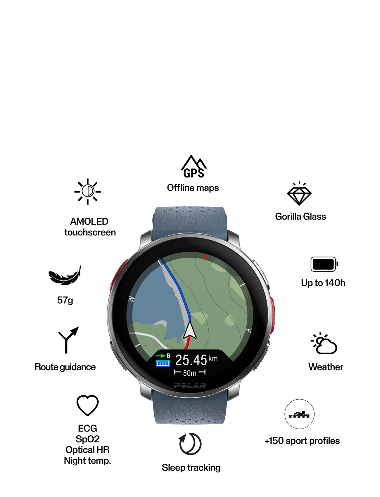 Polar - POLAR VANTAGE V3 - išmanieji laikrodžiai - silver / blue - 2