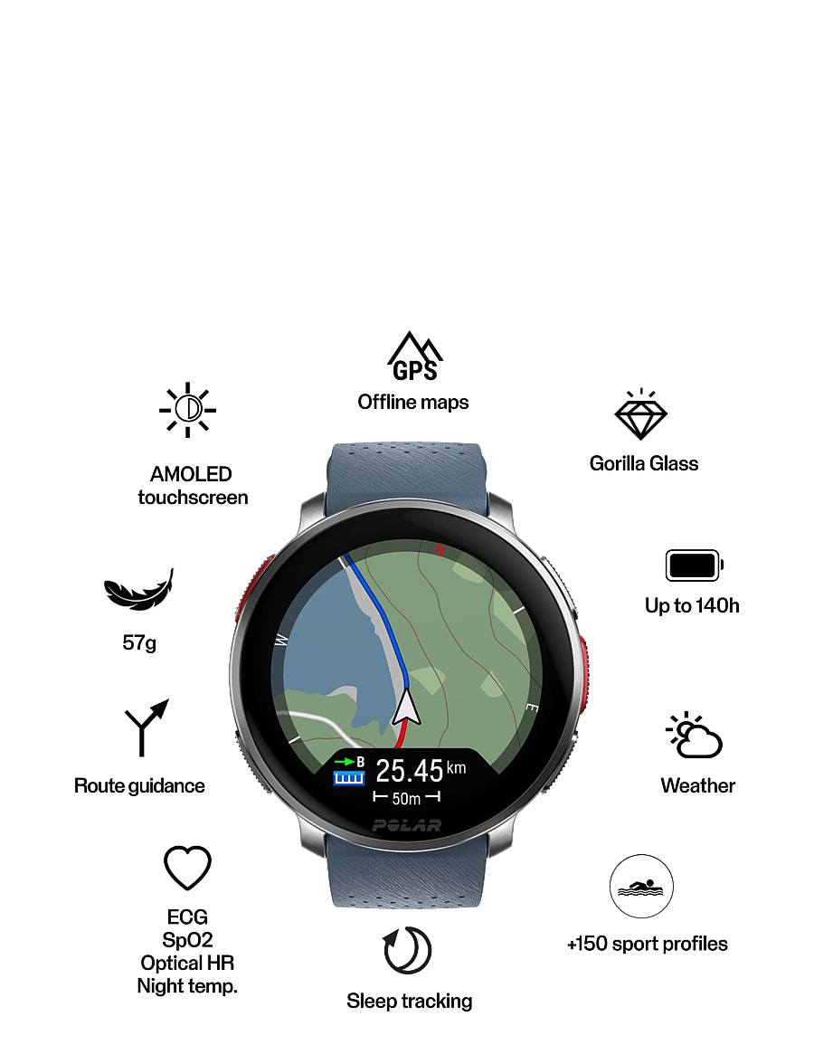 Polar - POLAR VANTAGE V3 - išmanieji laikrodžiai - silver / blue - 2