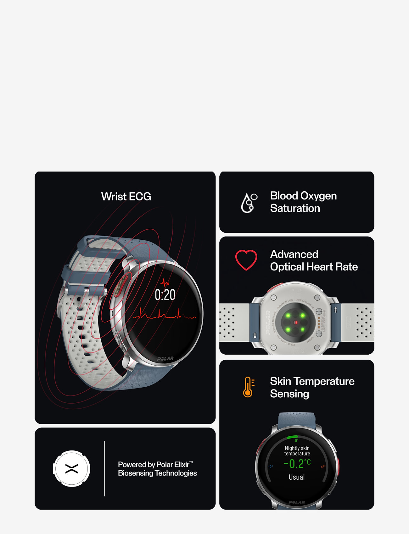 Polar - POLAR VANTAGE V3 - nutikellad - silver / blue - 3