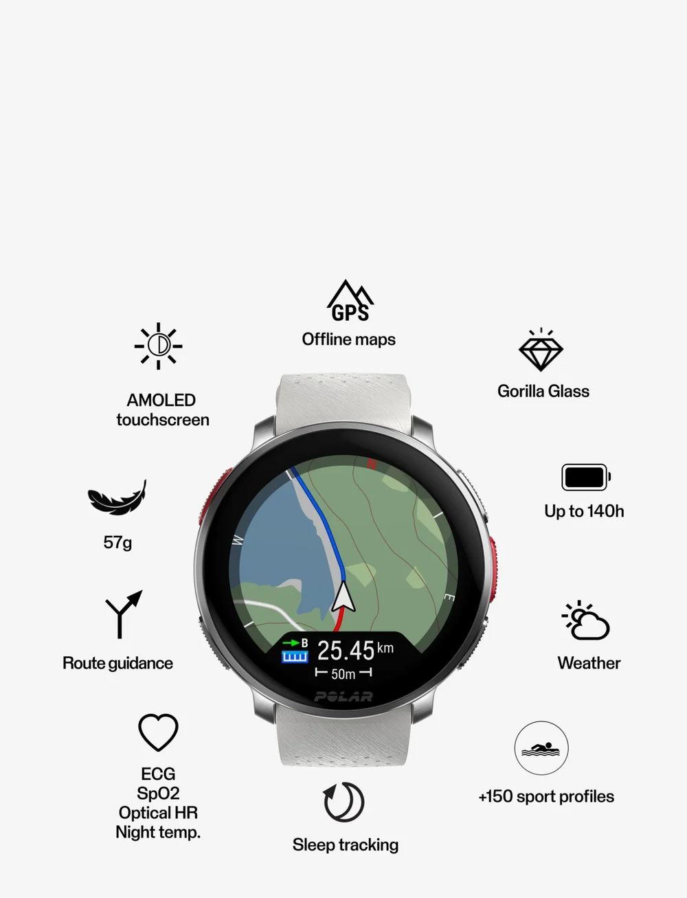 Polar - POLAR VANTAGE V3 - nutikellad - silver / apricot - 2