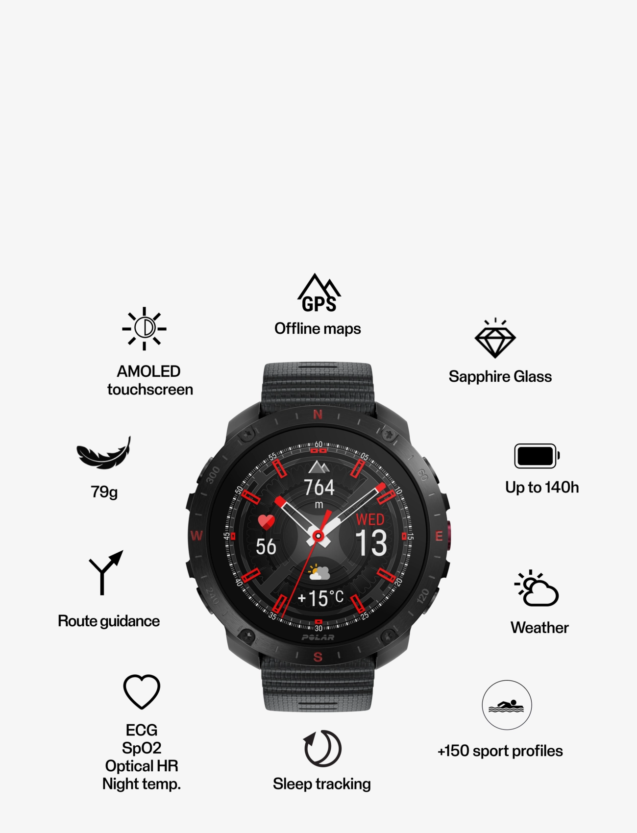 Polar - POLAR GRIT X2 PRO - smartwatches - blk/blk - 1