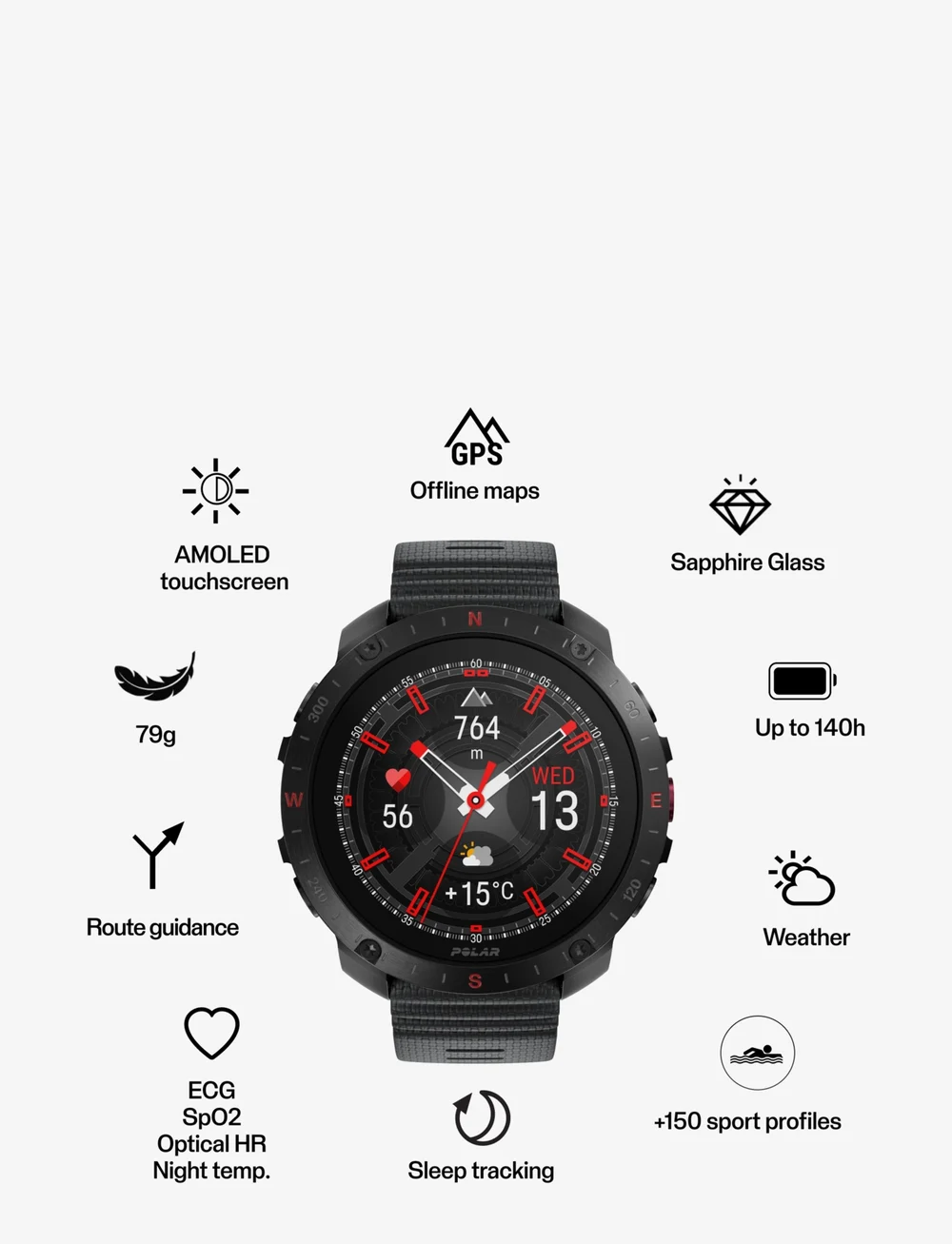 Polar - POLAR GRIT X2 PRO + Polar H10 Heart Rate Sensor - smartwatches - blk/blk - 2