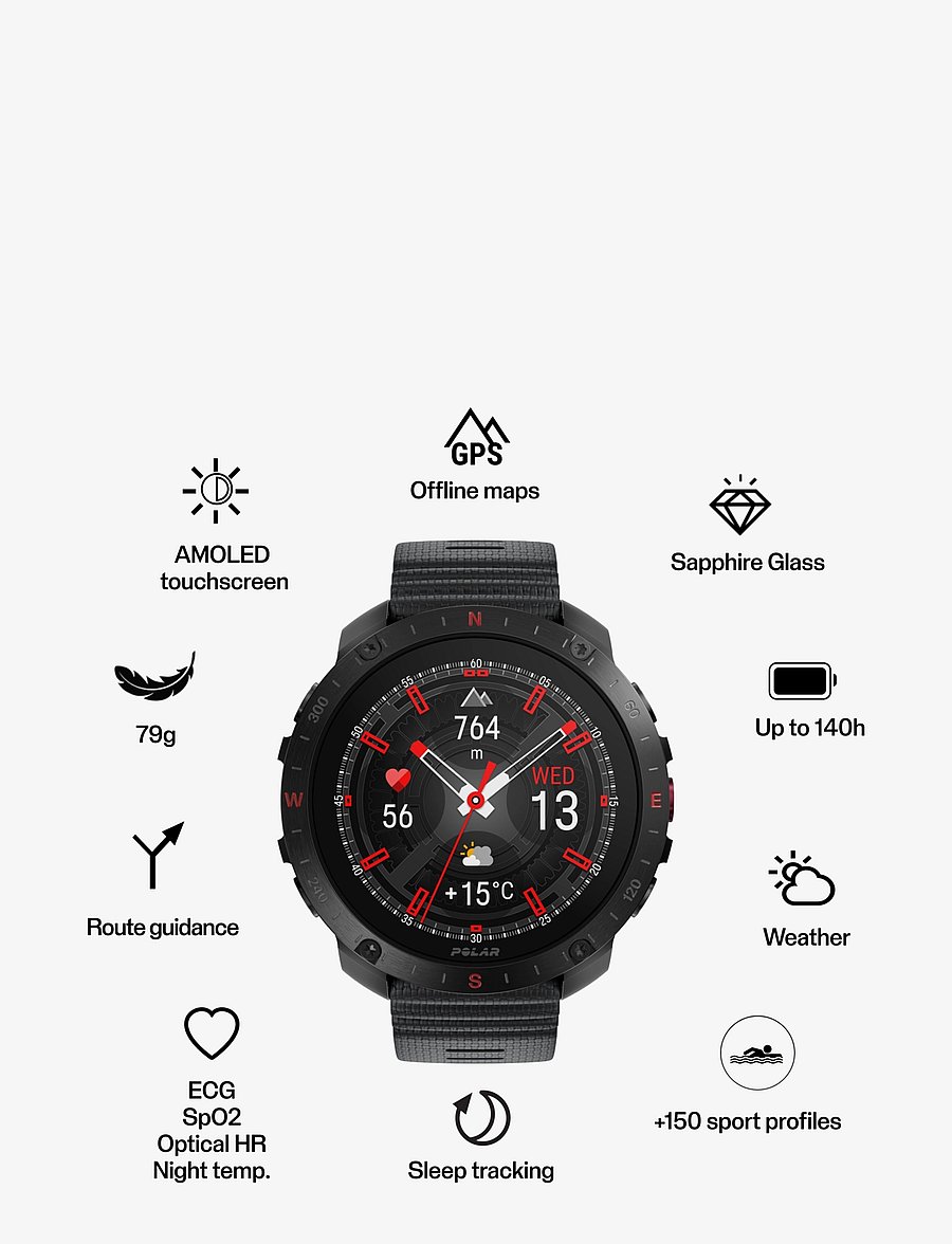 Polar - POLAR GRIT X2 PRO + Polar H10 Heart Rate Sensor - smartwatches - blk/blk - 2