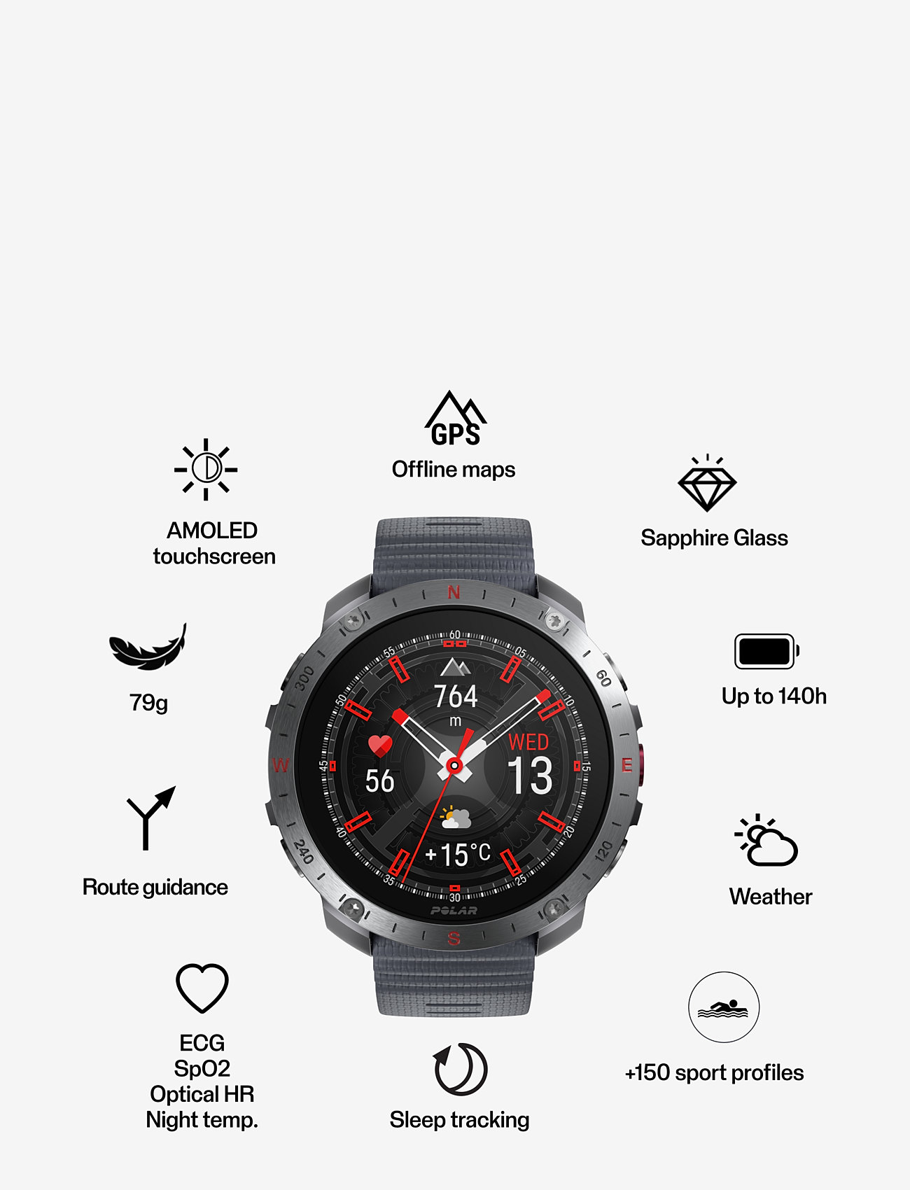 Polar - POLAR GRIT X2 PRO - smartwatches - slr/gry - 3